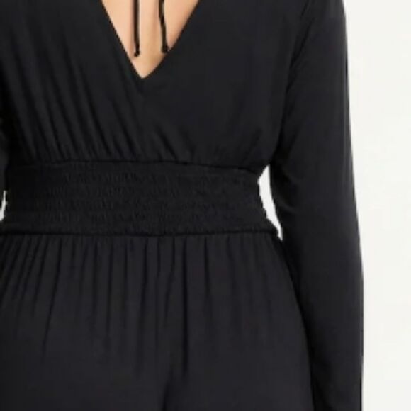 Elegant Large Black Jumpsuit Old Navy Waist-Defined V-Neck Womens Stretchy - Picture 8 of 12